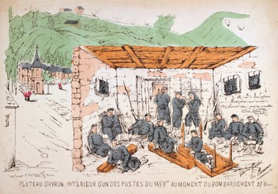 Soldater inde i en bygning under et bombardement, fransk-preussisk krig, december 1870 af Unbekannt