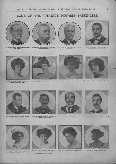 Nogle af Titanics Notable Passengers, 20. april 1912. af Unbekannt