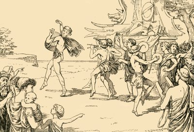 Sophocles Leading the Chorus of Youths, 1890. af Unbekannt
