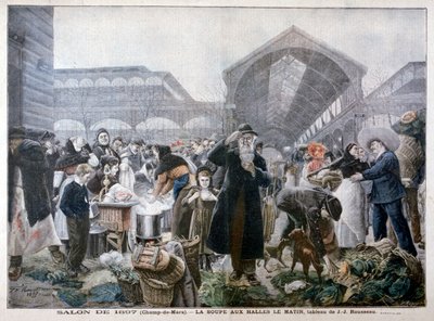 Suppestand på Les Halles-markedet om morgenen, 1897 af Unbekannt