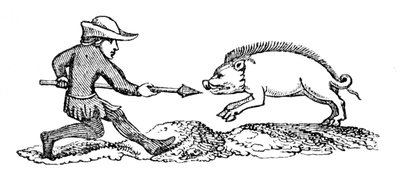 Spearing a Boar, 14. århundrede, 1833 af Unbekannt