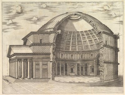 Pantheon, brudt væk for at vise interiøret, 1553 af Unbekannt