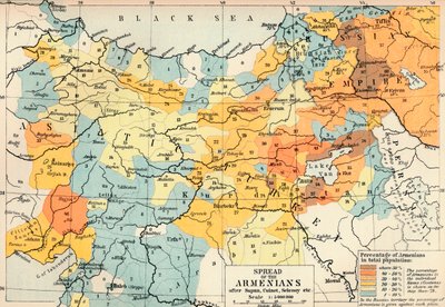 Spredning af Armenien efter Supan, Cuinet, Selenoy osv., c1560, 1907 af Unbekannt