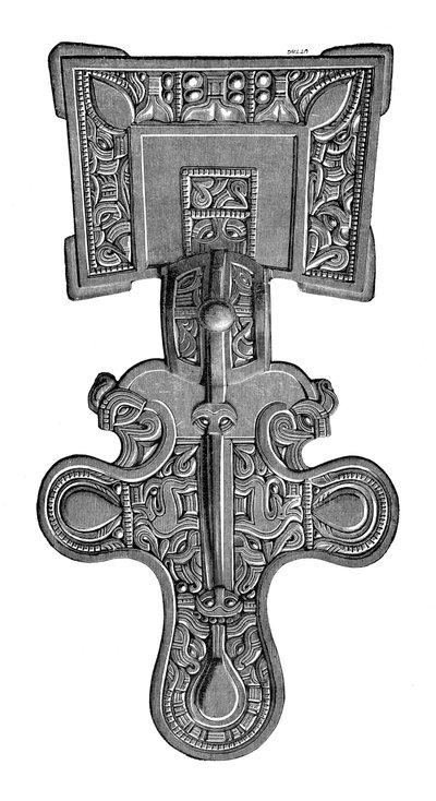 Firkantet fibula, fra Ragley Park, Warwickshire, 1893 af Unbekannt