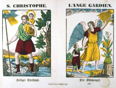 Sankt Christopher og en skytsengel, 1800-tallet af Unbekannt