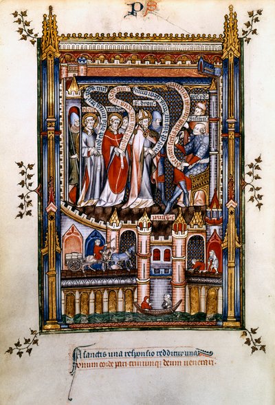 St Denis, St Rusticus og St Eleutherius før Sisinnius, 1317 af Unbekannt
