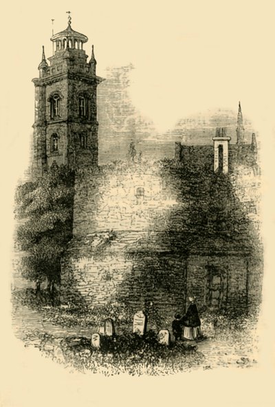 St. Giles, Cripplegate, viser den gamle mur, c1872. af Unbekannt
