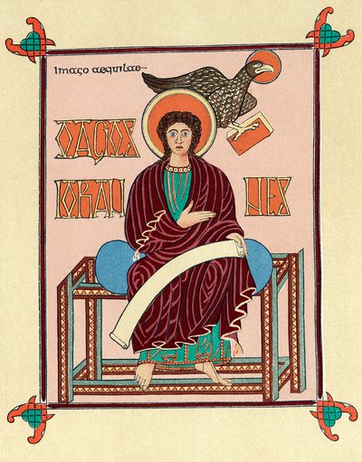 St John the Evangelist fra Lindisfarne Durham Gospel Book, c720 af Unbekannt
