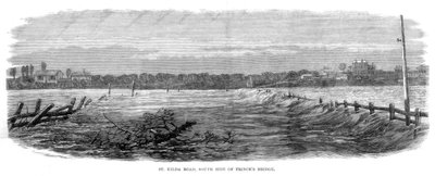St Kilda Road, sydsiden af Princes Bridge - Oversvømmelser ved Melbourne, Australien, 1864 af Unbekannt