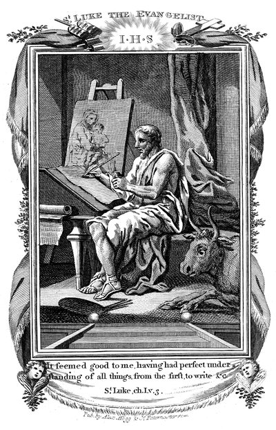 Evangelisten Lukas skriver sit evangelium, c1808 af Unbekannt
