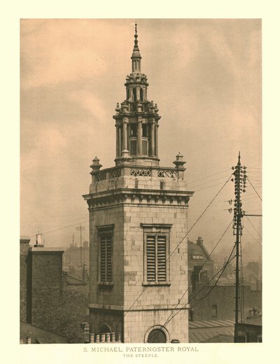 St Michael, Paternoster Royal, The Steeple, midten af slutningen af det 19. århundrede. af Unbekannt