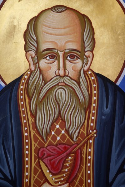 St Nicholas fresco i Pedoulas ortodokse kirke, Cypern, 20150510, Pedoulas, Cypern af Unbekannt