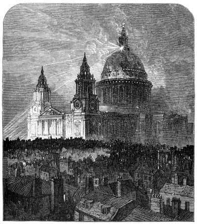 St Pauls Cathedral oplyst til Thanksgiving Day, London, 1900 af Unbekannt