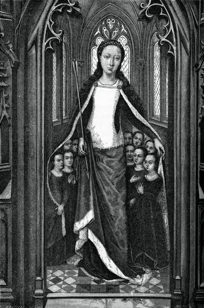 Sankt Ursula og de hellige jomfruer, fra Sankt Ursulas relikvieskrin, 1489, 1870 af Unbekannt