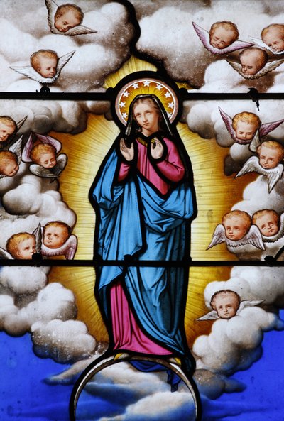 Glasmaleri i Saint-Louis katedral: Jomfru Maria, Blois, Frankrig af Unbekannt