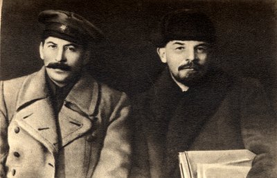 Stalin og Lenin, russiske bolsjevikiske revolutionære ledere, Moskva, Rusland, 1919 af Unbekannt