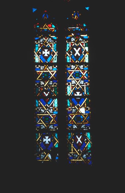 Davidsstjerne i farvet glas kirkevindue, Barcelona, Spanien af Unbekannt