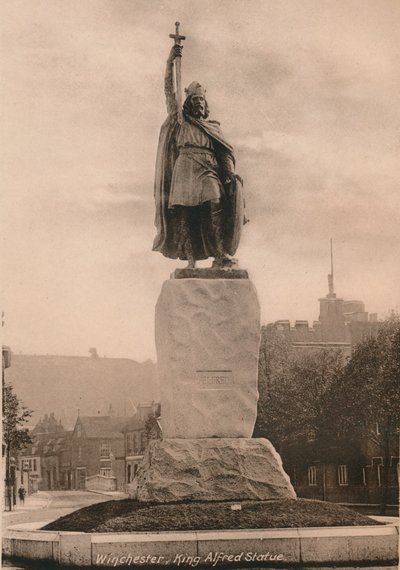 Statue af kong Alfred den Store, Winchester, Hampshire, begyndelsen af det 20. århundrede af Unbekannt
