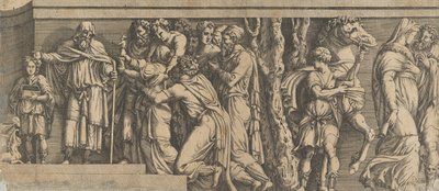 Statue af Niobe og hendes tilbedere, med Apollo og Diana og andre figurer, 1543-47. af Unbekannt