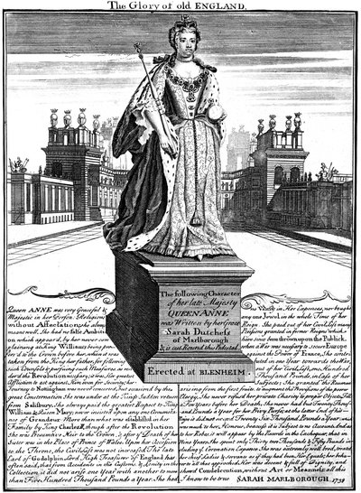 Statue af Dronning Anne 1665-1714, Blenheim Palace, Oxfordshire, 1738 af Unbekannt