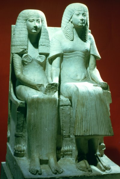 Statue af en mand og kone, egyptisk, 18. dynasti af Unbekannt