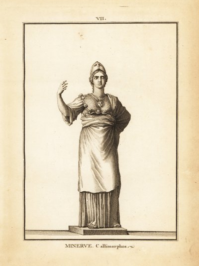 Statue af den romerske visdomsgudinde Minerva Callimorphos, med hjelm af Unbekannt