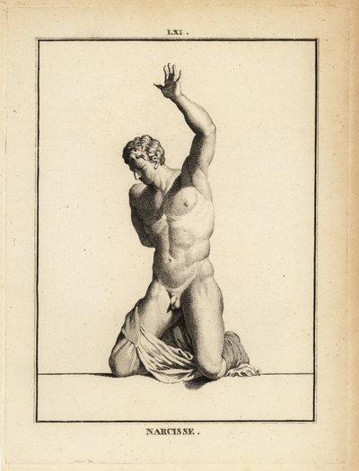 Statue af den smukke jæger Narcissus, fra græsk mytologi af Unbekannt