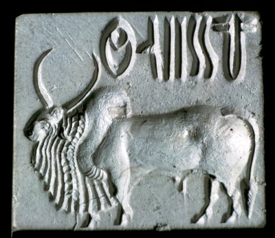Steatitsæl med pukkeltyr, Indusdalen, Mohenjo-Daro, 2500 - 2000 f.Kr. af Unbekannt