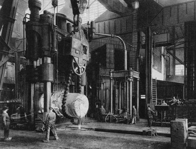 Stålproduktion, Krupp-fabrikken, Essen, Tyskland, Første Verdenskrig, 1917 af Unbekannt