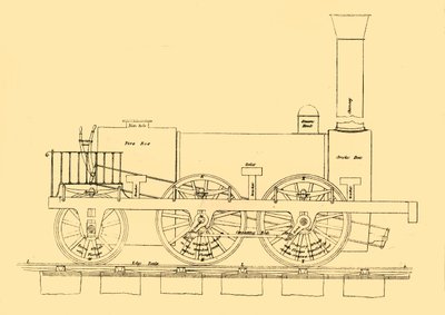 Stephensons 1833 lokomotiv, 1887. af Unbekannt