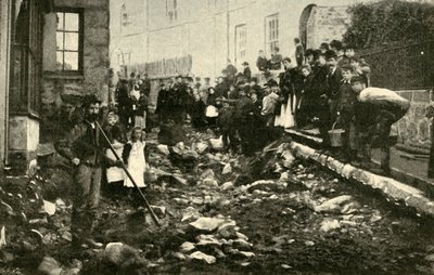 Gade i St. Ives efter et besøg fra en oversvømmelse, 1901. af Unbekannt