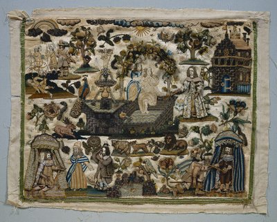 Stumpwork Panel: Story of David and Bathsheba, 1658. af Unbekannt