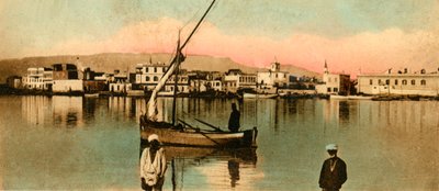 Suez - Udsigt over toun under højvande, c1918-c1939. af Unbekannt