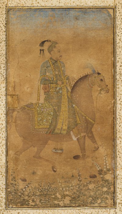 Sultan Abdullah Qutb Shah 1614-74 til hest, ca. 1635. af Unbekannt