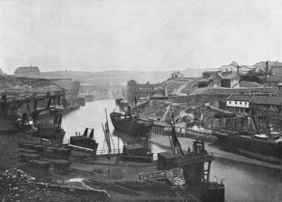 Sunderland - Ser op ad floden fra broen, 1895 af Unbekannt