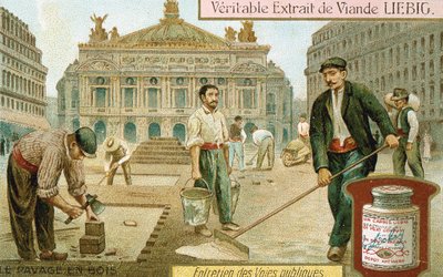 Overfladen på en Paris-gade med træklodser, c1900 af Unbekannt