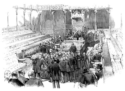 sværger i medlemmer ved House of Commons, Westminster, London, c1905 af Unbekannt