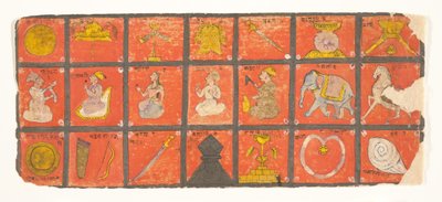 Symboler for Chakravartin... et Digambara-manuskript, muligvis Shalibhadra, slutningen af det 17. århundrede. af Unbekannt