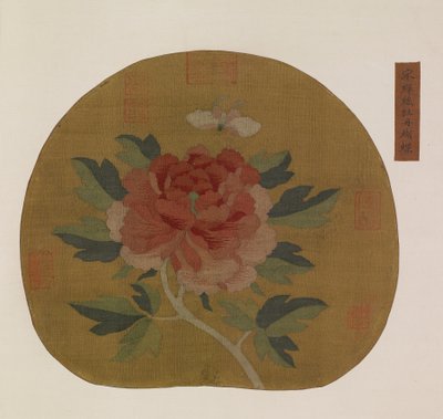 Tapestry: en pæon og sommerfugl, muligvis Ming-dynastiet, 1368-1644. af Unbekannt