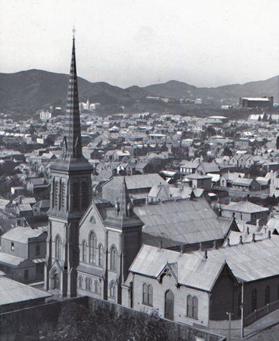 Te Aro, fra Terrace, Wellington, slutningen af det 19.-begyndelsen af det 20. århundrede. af Unbekannt