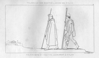 Telemachus og Mentor ankommer til Pylos, c1833 af Unbekannt
