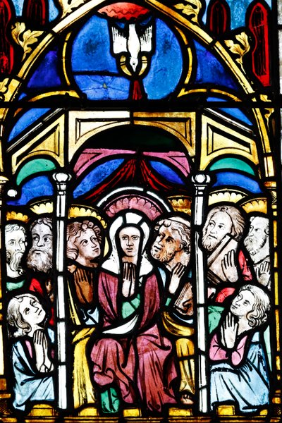 Temple Saint-ƒtienne calvinistkirke, Glasmosaikvindue, Marias optagelse i himlen, Strasbourg, Frankrig. af Unbekannt