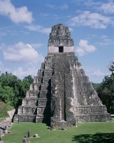 Jaguarens tempel (tempel 1) Maya, sen klassisk periode ca. 600-900 (foto) af Unbekannt