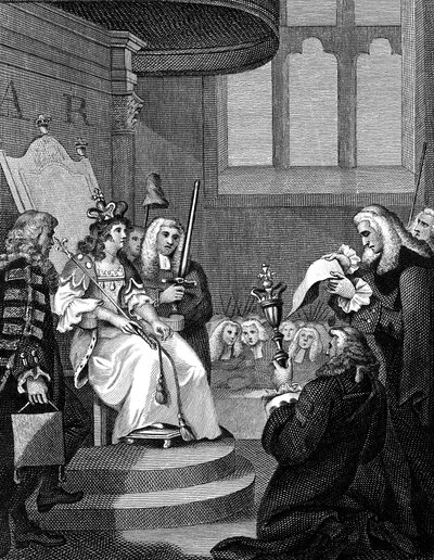 Unionsloven mellem England og Skotland læst for dronning Anne, 1826 af Unbekannt