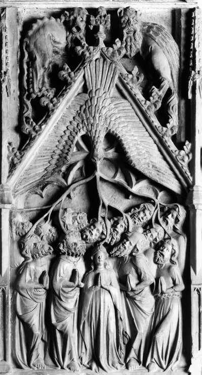 Altertavlen over Jomfrudetaljens liv. Lavrelief af Jaume Cascalls (? -1378) Vor Frue af Corneilla de Conflents kirke fra det 14. århundrede (Østlige Pyrenæer) af Unbekannt