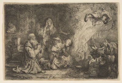 Englen afgår fra Tobias familie, 1641. af Unbekannt