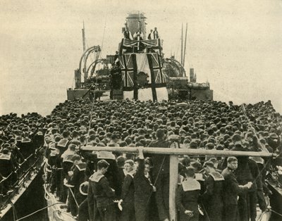 Ærkebiskoppen af York besøger britiske sømænd fra Royal Navy, Første Verdenskrig, 1914, c1920. af Unbekannt