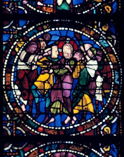 The Arrest of Christ Judas Kys, farvet glas, Chartres Cathedral, 1194-1260 af Unbekannt