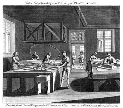 Kunsten at slibe og polere glasplader, 1748 af Unbekannt