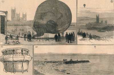 Den forsøgte ballonrejse over kanalen, 1882. af Unbekannt